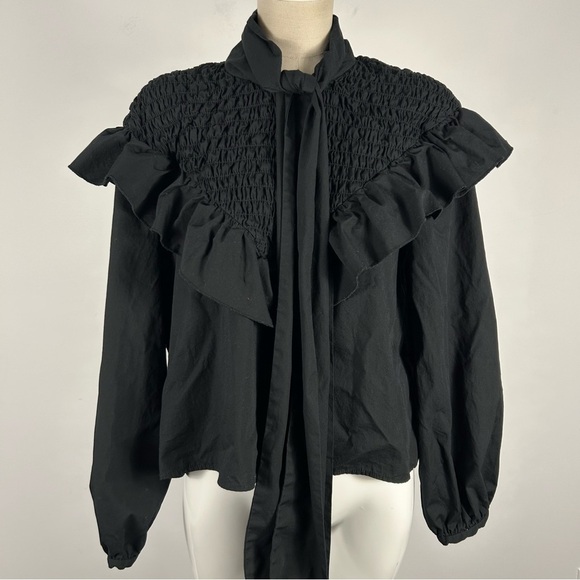 Zara Poplin Blouse with Tie XL - Picture 3 of 11